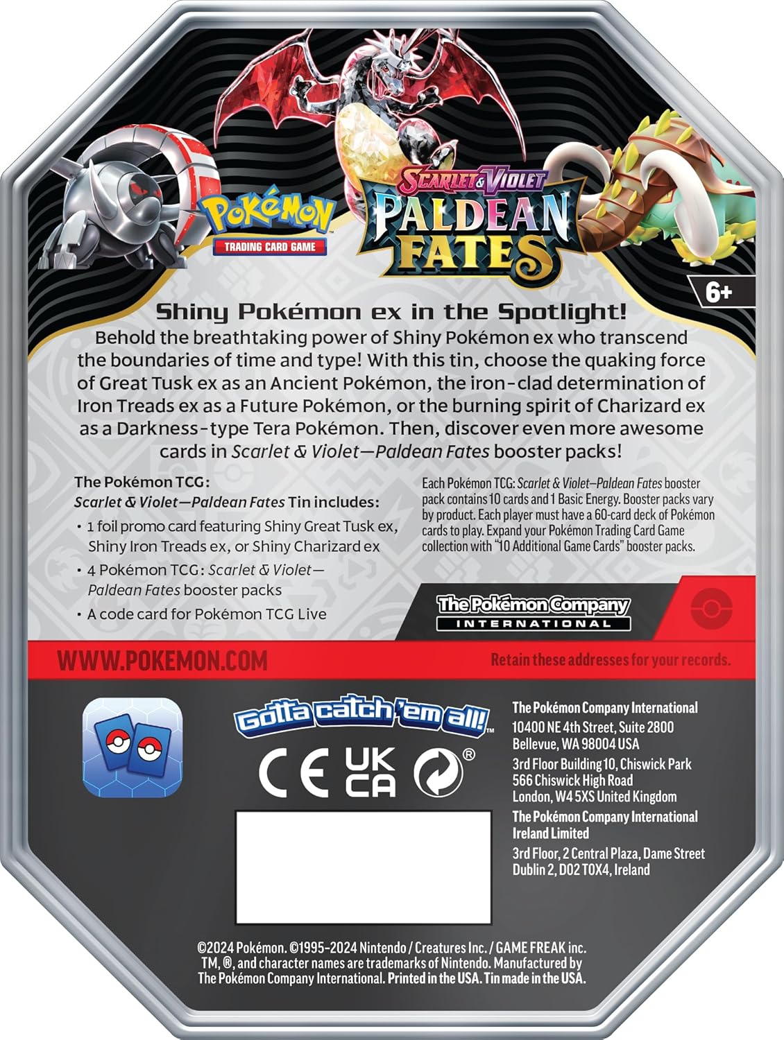 Pokemon TCG: Paldean Fates Collectors Tin: Iron Treads