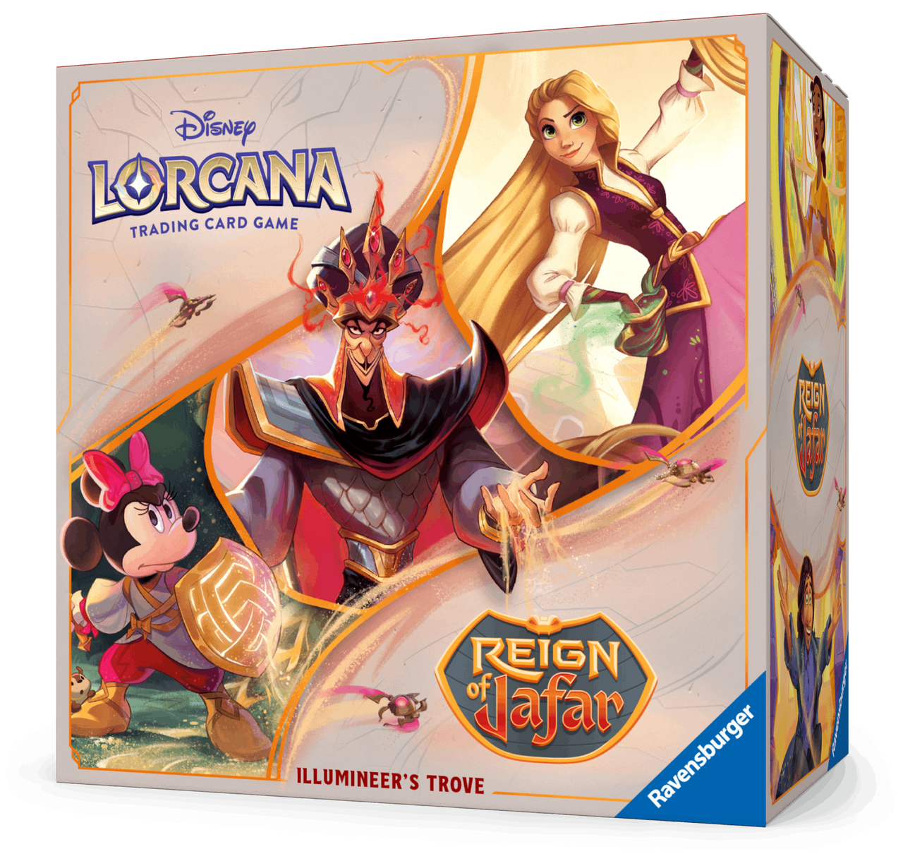 Disney Lorcana Reign of Jafar Illumineer’s Trove – Storage box, booster packs, dice, and lore counter
